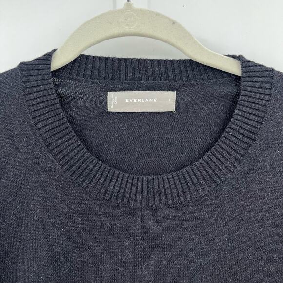 EVERLANE The No-Sweat Sweater Uniform Heathered Midnight Long Sleeve Large NEW - Picture 6 of 8